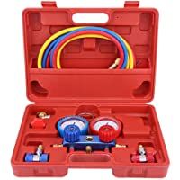 Grupo manométrico Manifold Gauge Set R134a- kit manómetro tubos AC refrigerante- herramienta de aire acondicionado